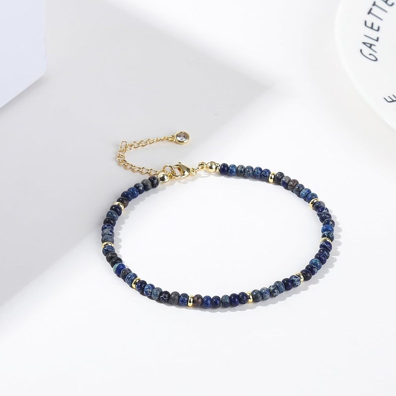 Wremily Natural Stone Beaded Anklets Bracelets for Women Handmade Beaded Anklet Bracelet Waterproof Boho Beads Ankle Bracelet Adjustable Summer Jewelry - Image 5